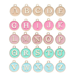 26pcs A-Z Letter Charms Enamel Alloy Initial Letter Pendants Wholesale