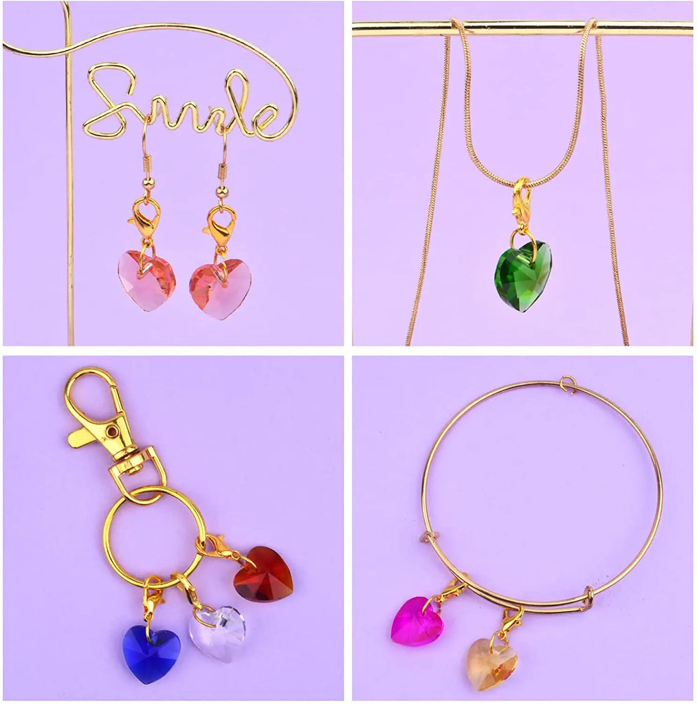 Colorful Heart Clip-on Charms Crystal Dangle Stitch Marker for Knitting Crochet