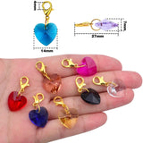 Colorful Heart Clip-on Charms Crystal Dangle Stitch Marker for Knitting Crochet