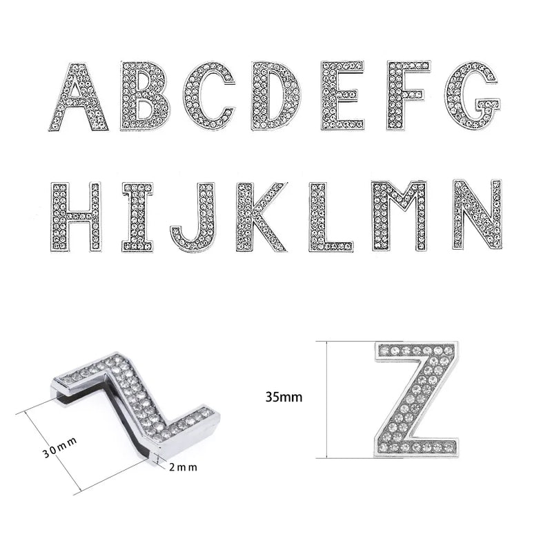 26pcs 30mm Rhinestone Slide Letter Charms For Bracelet Making DIY Jewelry Gift