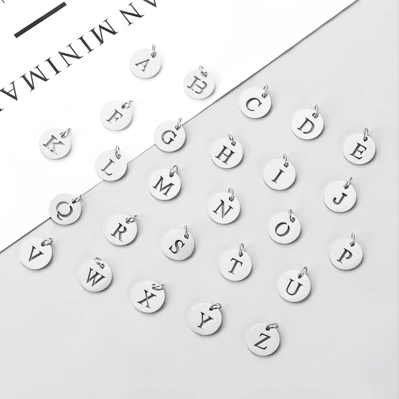 26pcs Stainless Steel Alphabet Letter Charms for Jewelry Making