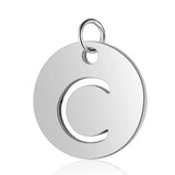 26pcs Stainless Steel Round Alphabet Charms with Jump Rings - A-Z Pendant