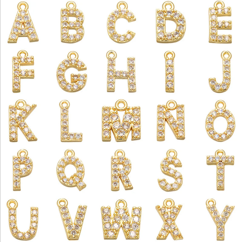 26pcs Rhinestone Letter Charms for Jewelry Making