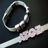26pcs Pink Crystal Letter Slide Charms Rhinestone Initial Alphabet Slider