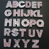 26pcs Pink Crystal Letter Slide Charms Rhinestone Initial Alphabet Slider