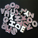 26pcs Pink Crystal Letter Slide Charms Rhinestone Initial Alphabet Slider