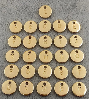 26pcs 10MM Double Sided Silver Plated Letter Tag Charms A-Z Initial Charm