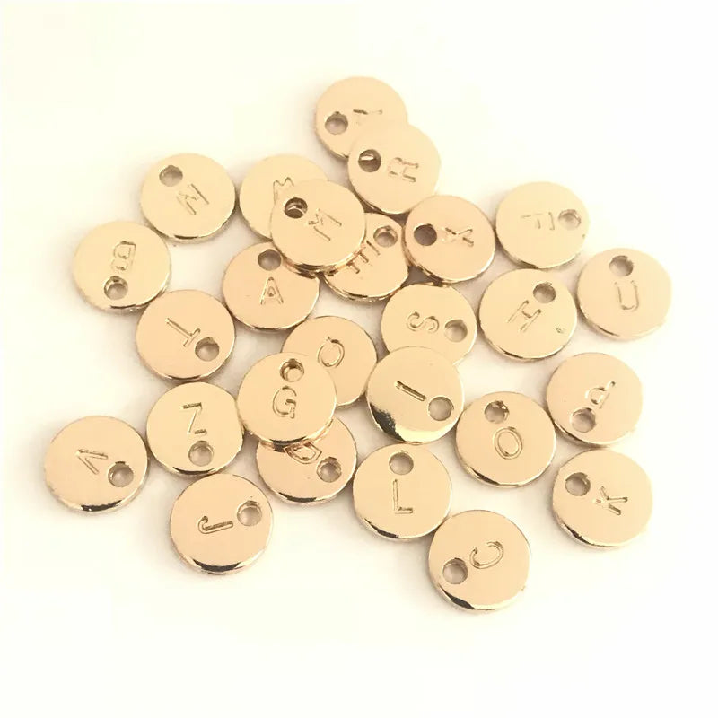 26pcs 10MM Double Sided Silver Plated Letter Tag Charms A-Z Initial Charm