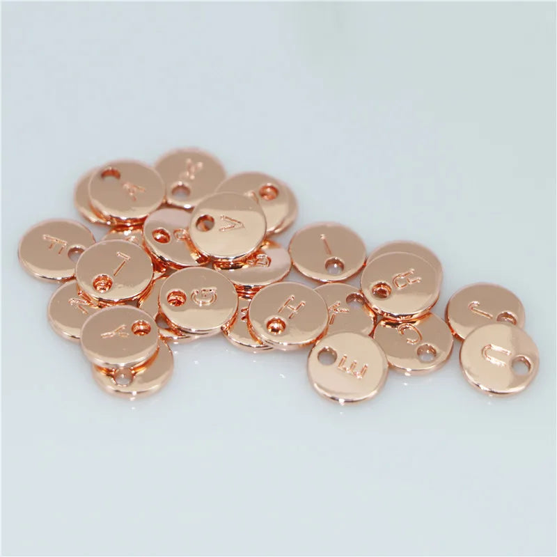 26pcs 10MM Double Sided Silver Plated Letter Tag Charms A-Z Initial Charm