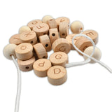 26pcs Natural Wooden Alphabet Beads 15mm for Jewelry Making