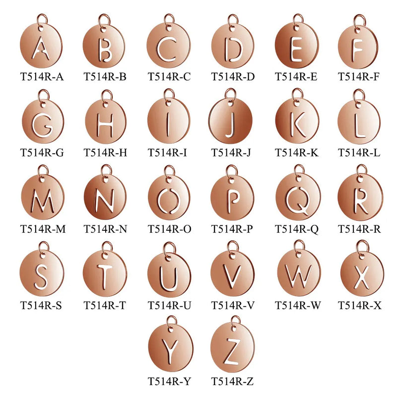Stainless Steel Alphabet Charms DIY Initials with Jump Ring A-Z Pendant