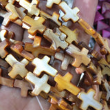 26pcs Mother of Pearl Shell Beads Cross Shapes 12x16mm