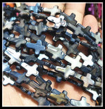 26pcs Mother of Pearl Cross Shell Beads 12x16mm Bracelet Making Strand