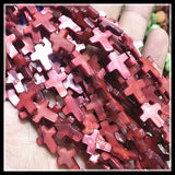 26pcs Mother of Pearl Cross Shell Beads 12x16mm Bracelet Making Strand