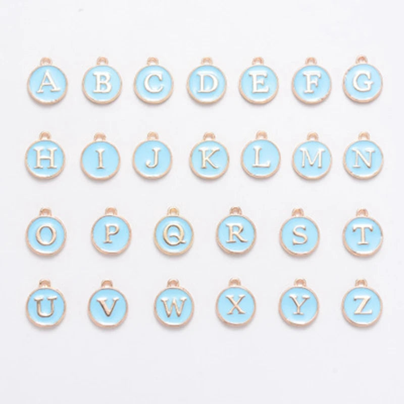26pcs Round Letter Pendants Small Streamer Alloy Diy Accessorie