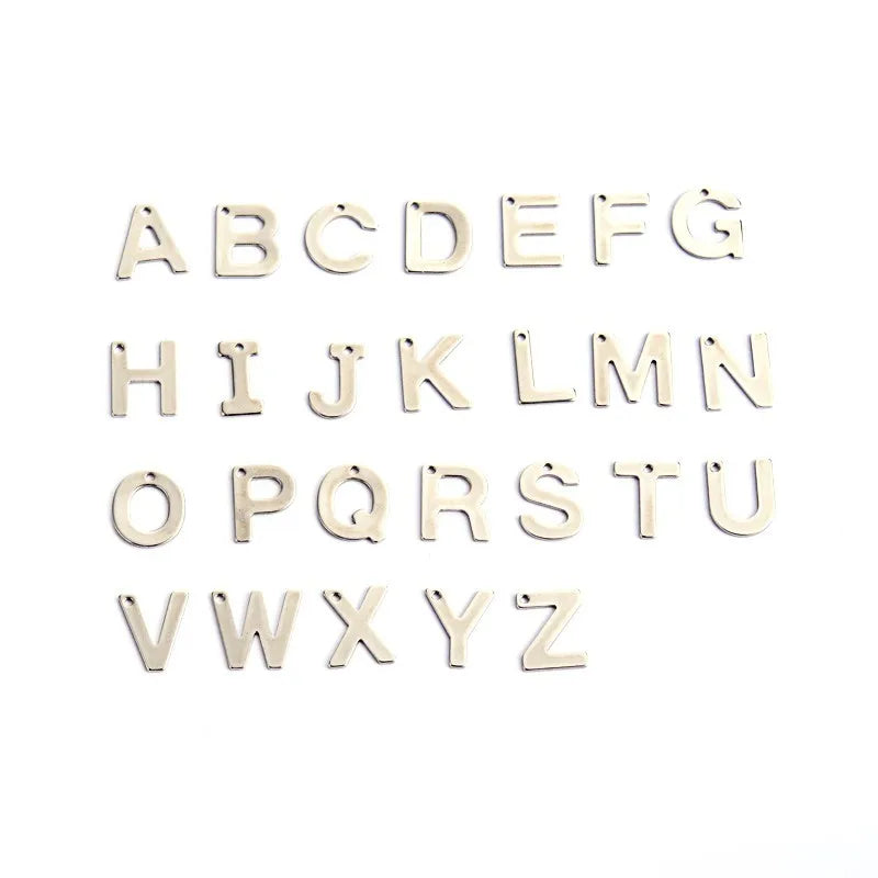 26pcs Stainless Steel Alphabet Charms Pendant for Jewelry Making