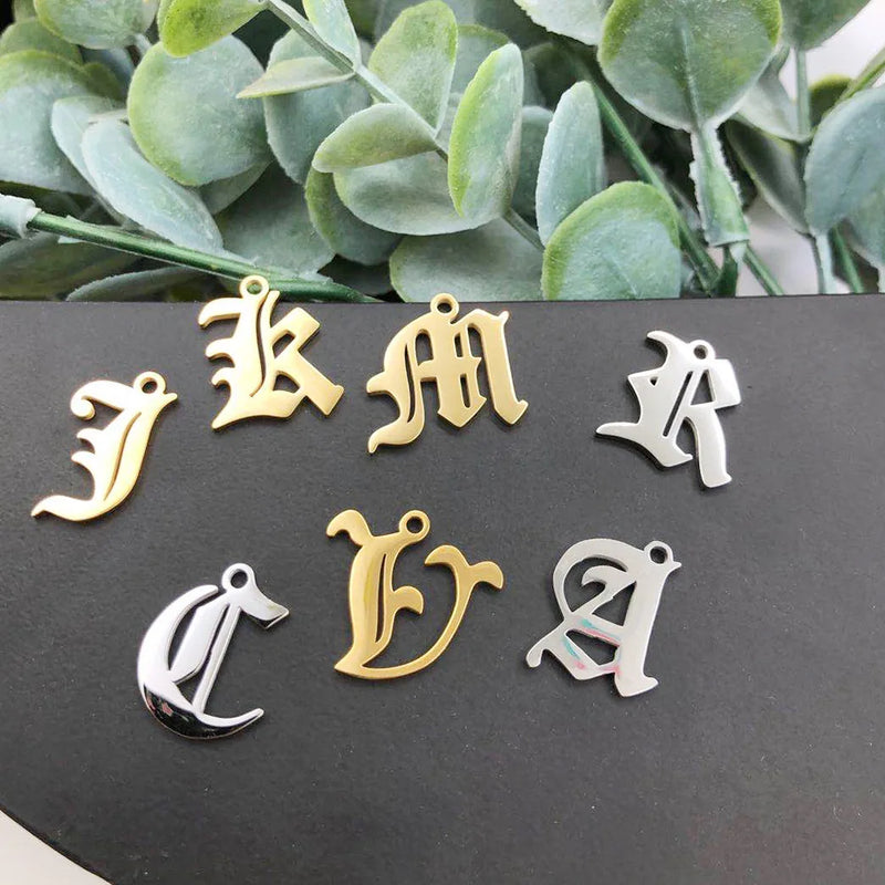 26pcs Stainless Steel Letters Bracelet Charms Initial A-Z 12*16mm DIY Jewelry