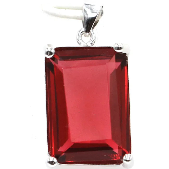 Rectangle Golden Citrine Rhodolite Garnet 925 Silver Pendant