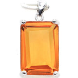 Rectangle Golden Citrine Rhodolite Garnet 925 Silver Pendant