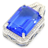 Princess Cut Green Peridot Tanzanite CZ Silver Pendant