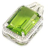 Princess Cut Green Peridot Tanzanite CZ Silver Pendant