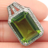 Princess Cut Green Peridot Tanzanite CZ Silver Pendant