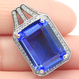 Princess Cut Green Peridot Tanzanite CZ Silver Pendant