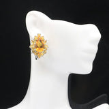 Delicate 26x20mm Fine Cut 10g Golden Citrine Tanzanite Silver Earrings
