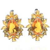 Delicate Fine Cut Dazzling Tanzanite Citrine Silver Earrings