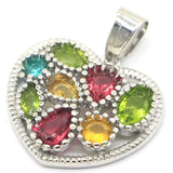 Rhodolite Garnet Citrine Peridot Pink Tourmaline Aquamarine Silver Pendant Drop