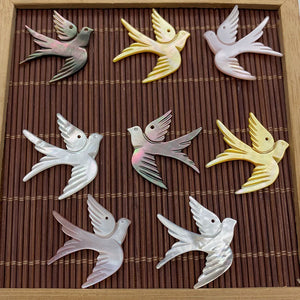 26x29mm Sea Shell Pendant Mother Pearl Beads Carved Birds DIY Charm