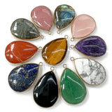 26x35mm Amethysts Rose Quartzs Drop Pendant Charms for DIY Necklace Earrings