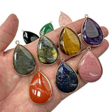 26x35mm Amethysts Rose Quartzs Drop Pendant Charms for DIY Necklace Earrings