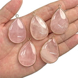 26x35mm Amethysts Rose Quartzs Drop Pendant Charms for DIY Necklace Earrings