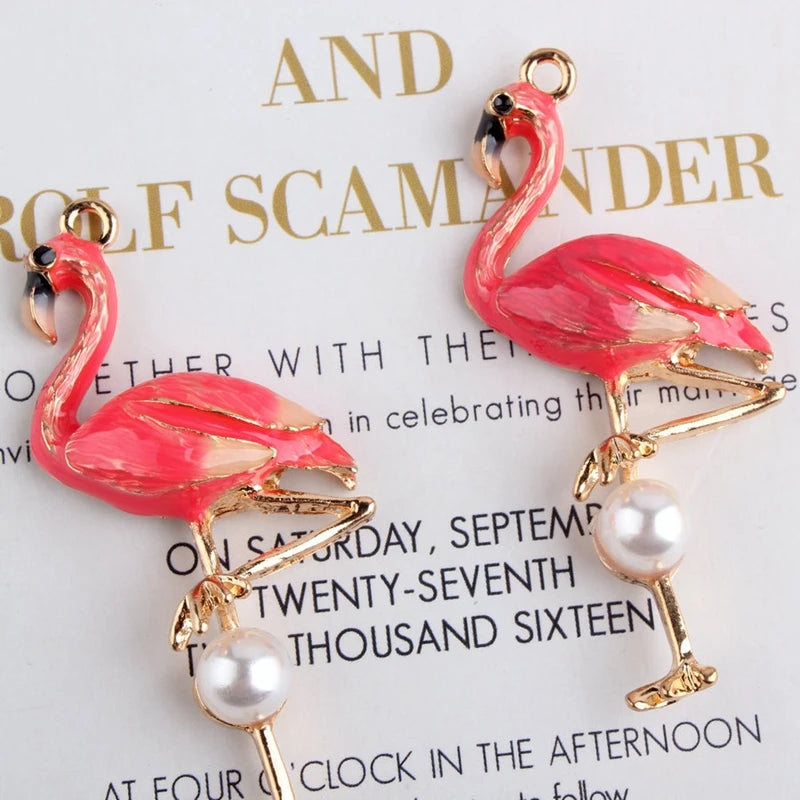 20Pcs Mix Styles KC Alloy Flamingo Pendants Charms