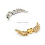 Micro Pave CZ Wings & Heart Charm Necklace DIY Jewelry