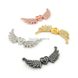 Micro Pave CZ Wings & Heart Charm Necklace DIY Jewelry