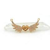 Micro Pave CZ Wings & Heart Charm Necklace DIY Jewelry