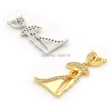 Micro Pave Clear CZ Double Circles Charm for Necklaces