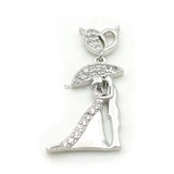 Micro Pave Clear CZ Double Circles Charm for Necklaces