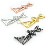 Micro Pave Clear CZ Double Circles Charm for Necklaces