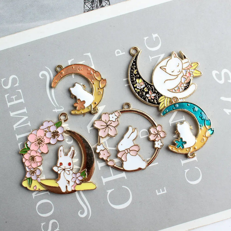 27-34MM Moon Rabbit Charms DIY Findings Jewelry Making Accessories