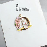 27-34MM Moon Rabbit Charms DIY Findings Jewelry Making Accessories