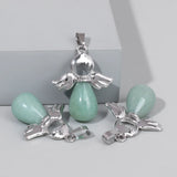 Natural Stone Angel Wings Pendants for Jewelry Making 5pcs