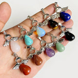 Natural Stone Angel Wings Pendants for Jewelry Making 5pcs