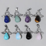 Natural Stone Angel Wings Pendants for Jewelry Making 5pcs