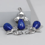 Natural Stone Angel Wings Pendants for Jewelry Making 5pcs