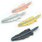 Micro Pave Kallaite CZ Feather Charm for Bracelets or Necklaces
