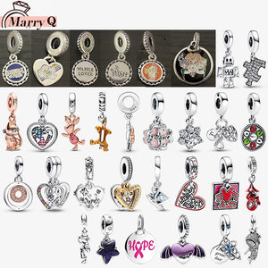 925 Silver Kitty Heart Pendant Charm w/ Logo for DIY Bracelet