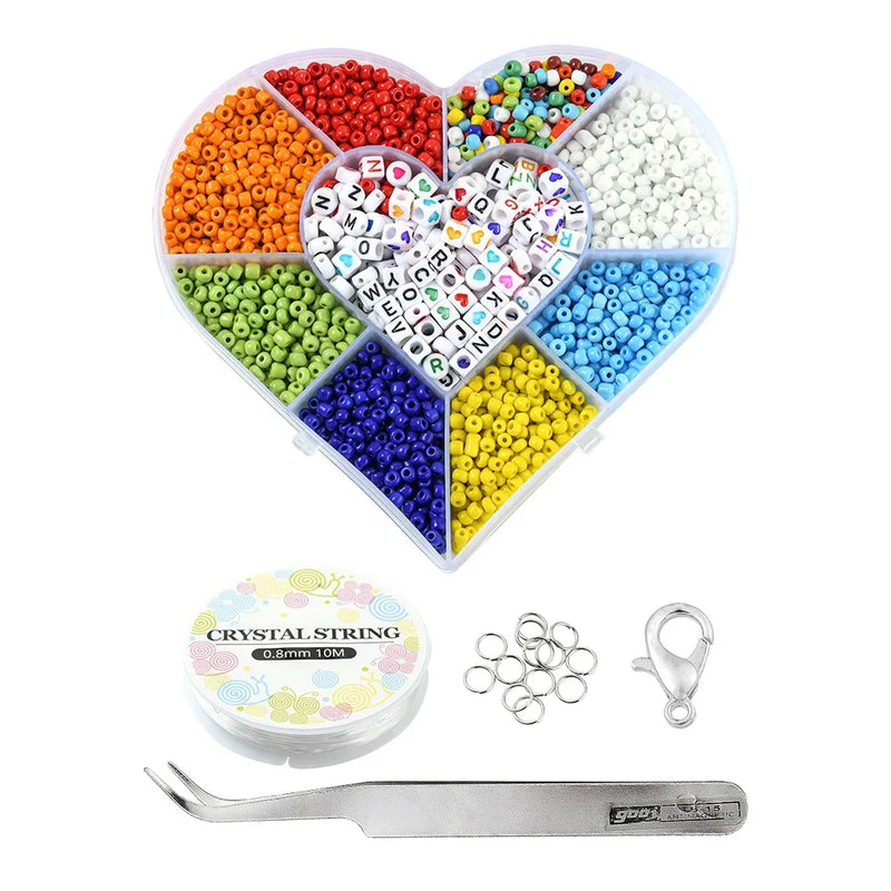 2700Pcs Seed Beads Kit Glass Beads DIY Jewelry Making Set